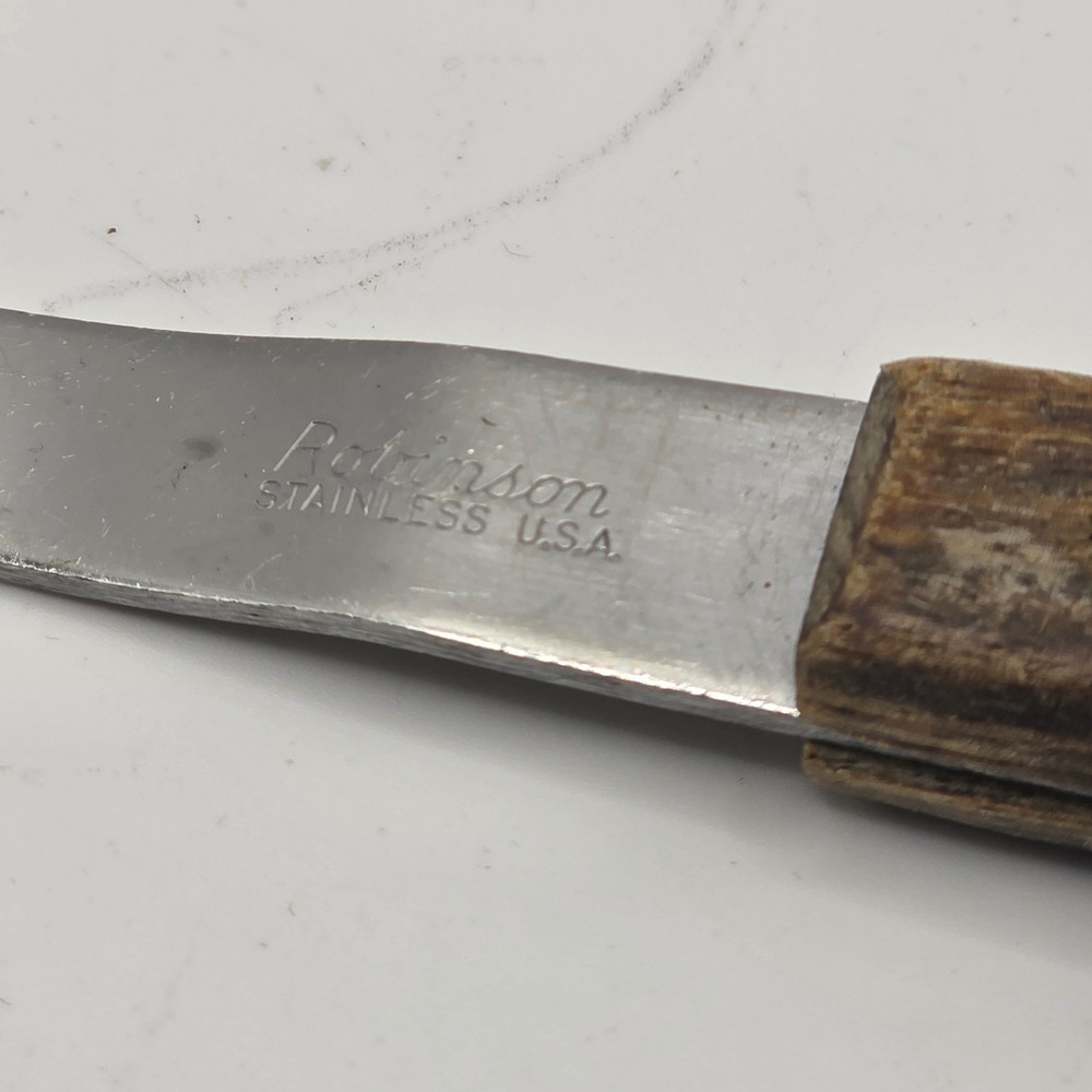 Vintage Robinson Stainless Steel USA Slotted Spatula Turner Wood Handle 9.5 inch - Picture 3 of 4